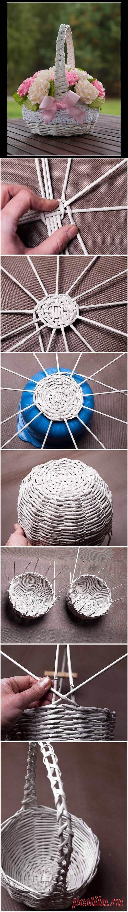 DIY Newspaper Tubes Weaving Basket