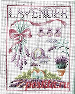 Вышивка и схемы, вышивка Крестом бесплатные: Sampler лаванда-схема вышивки крестом