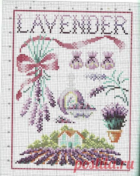 Вышивка и схемы, вышивка Крестом бесплатные: Sampler лаванда-схема вышивки крестом