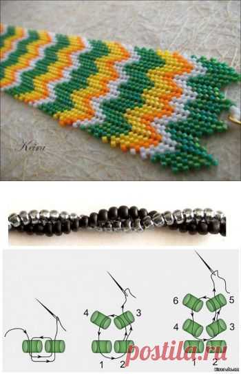 Бисер. Техника «ндебеле» или «елочка».