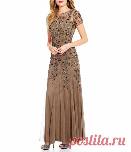 Adrianna Papell Floral Beaded Gown | Dillards