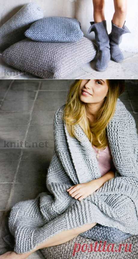 Вязаные спицами подушки и плед | knitt.net | Все о вязании