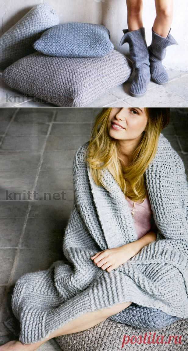 Вязаные спицами подушки и плед | knitt.net | Все о вязании