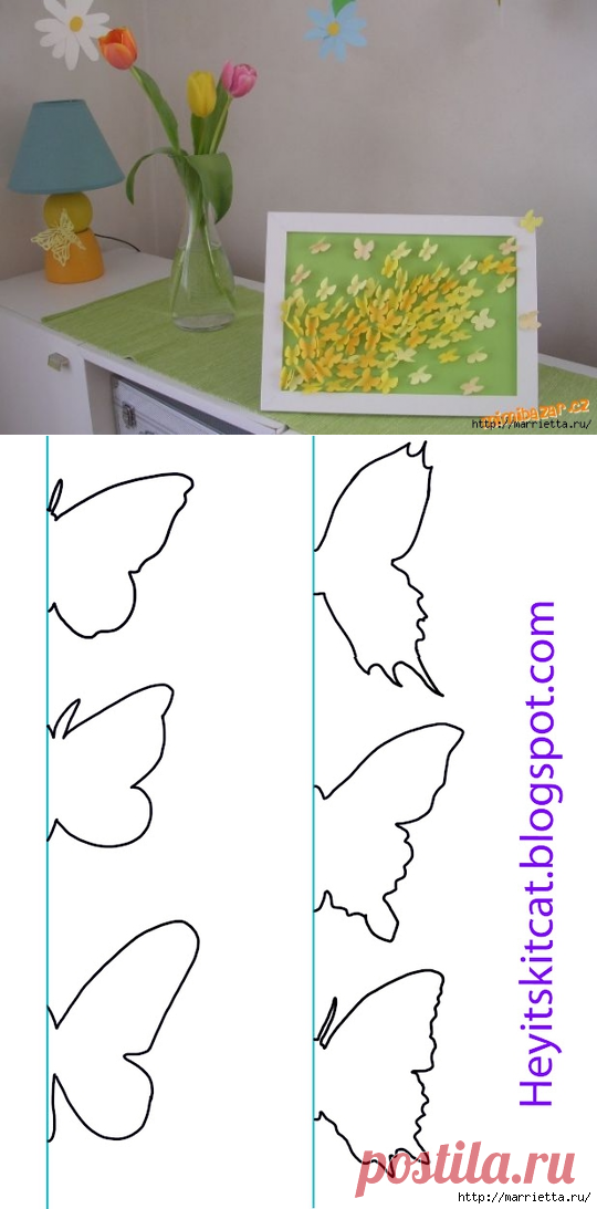 Панно с бабочками из бумаги