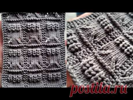 Секционный узор спицами  "Избушки"❤️🧶knitting pattern.