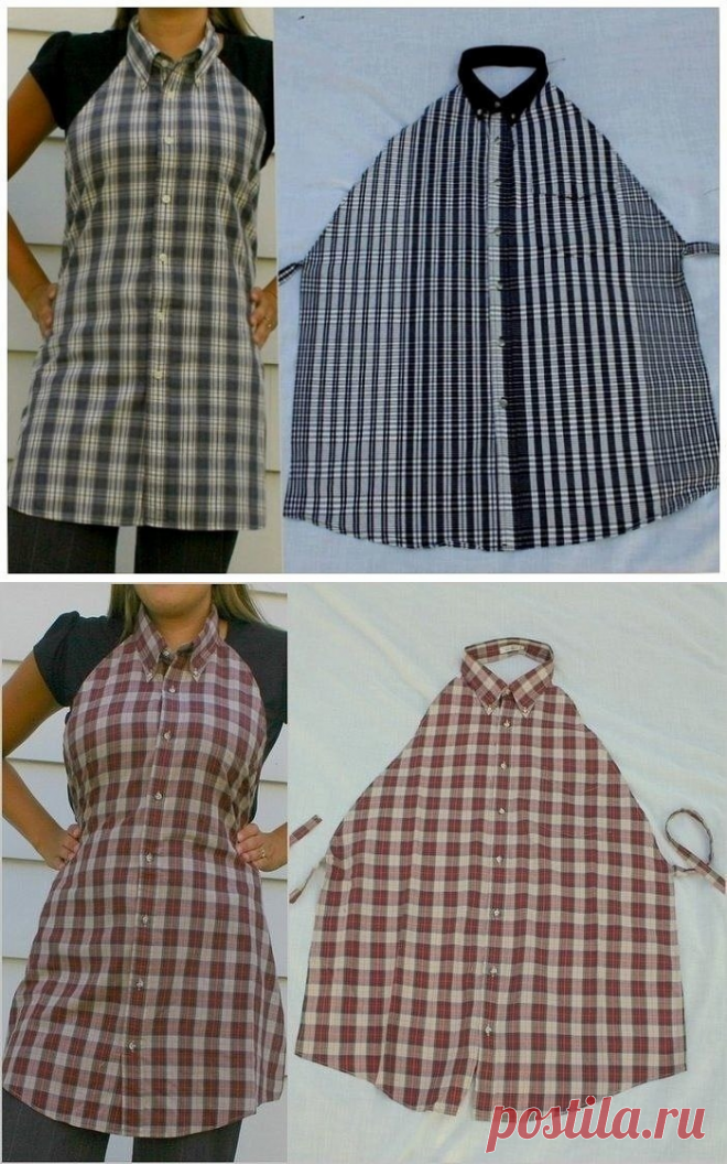 Стильный фартук из мужской рубашки. Легко и просто.