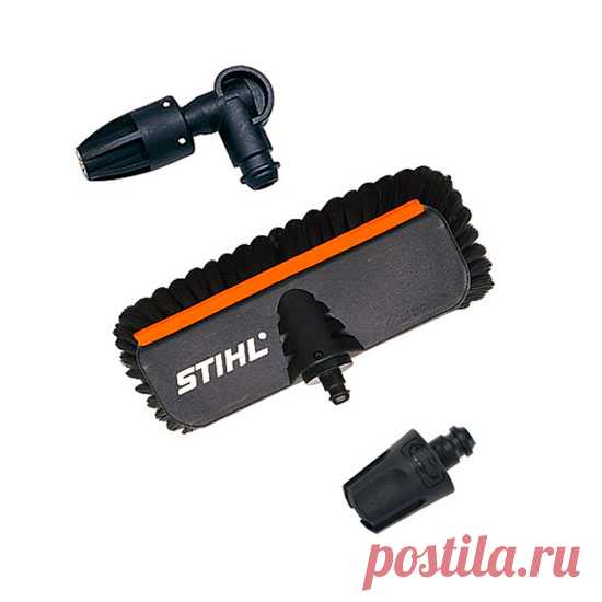 Комплект для чистки автомобиля Stihl включает в себя моющую щетку, автомобильную форсунку с увеличенным углом обработки и угловую форсунку 90°. Подходит для моек высокого давления Rе 90-130 PLUS, с защелкивающейся муфтой.