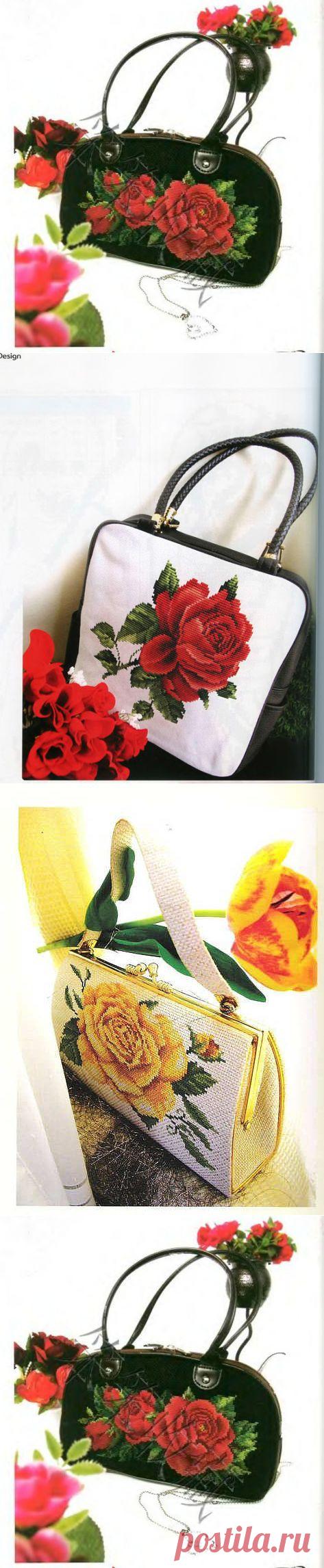 ВЫШИТЫЕ СУМОЧКИ С РОЗАМИ