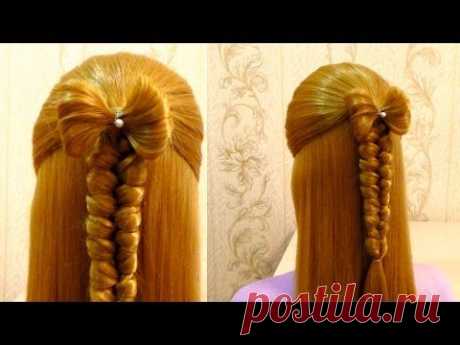 Простая прическа в школу с плетением на каждый день Easy school hairstyle - YouTube