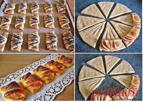 Творожные конвертики с яблочной начинкой..