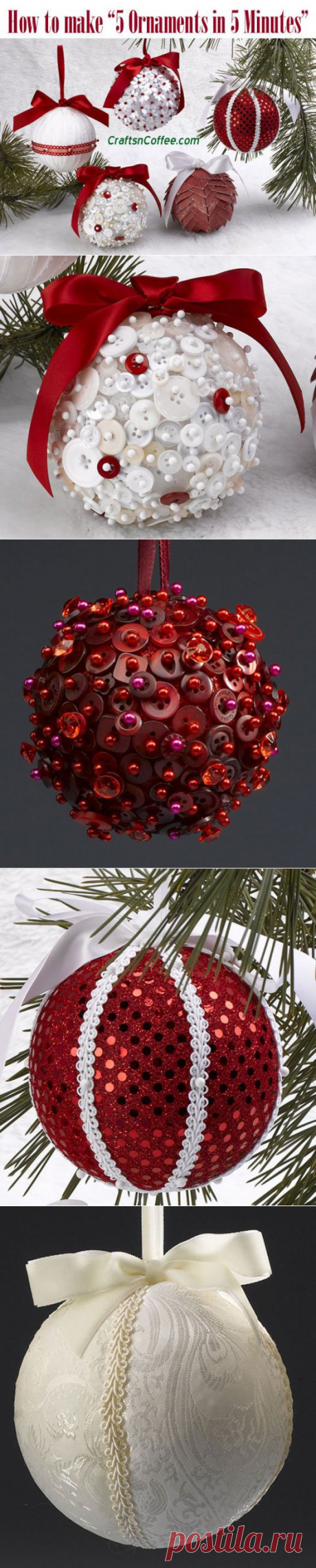 A video tutorial: 5 Christmas ornaments in 5 minutes! | Crafts 'n Coffee