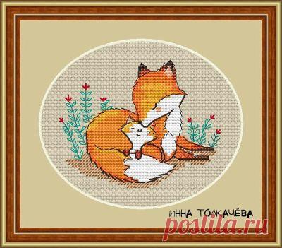 схема для вышивки крестом Мама и малыш