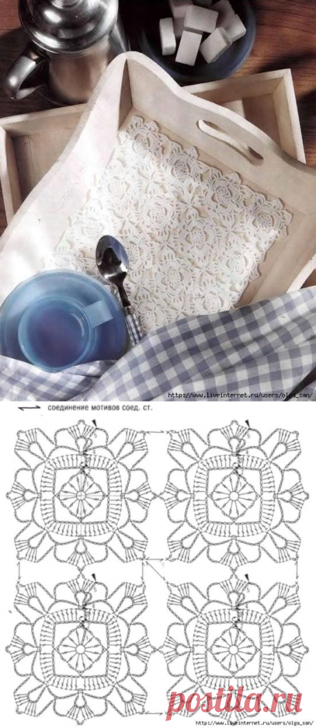 Квадратная салфетка из квадратных мотивов.