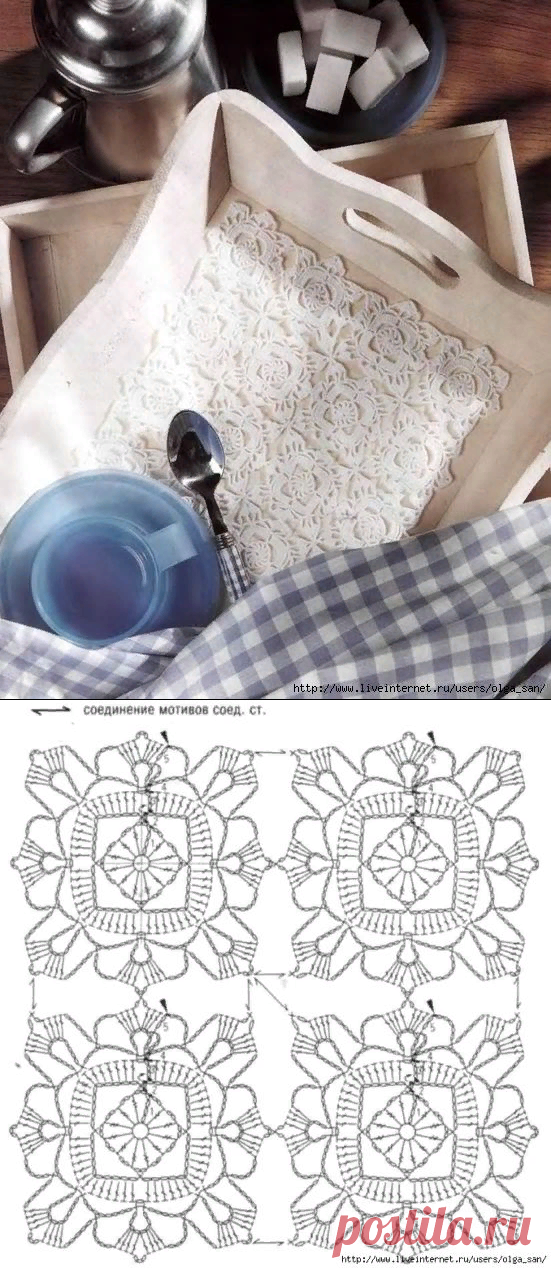 Квадратная салфетка из квадратных мотивов.