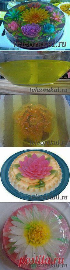 3D цветы в желе - рецепты с фото