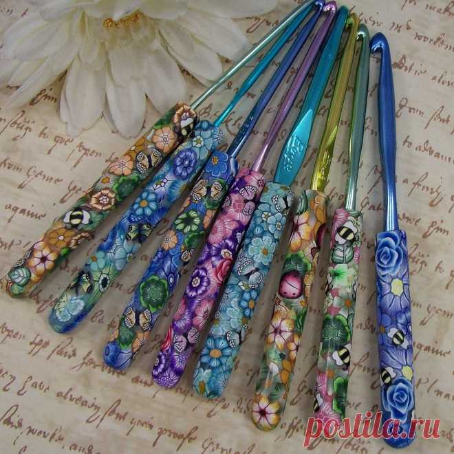 Polymer Clay Covered Crochet Hooks, by polymerclayshed | Flickr - Photo Sharing!