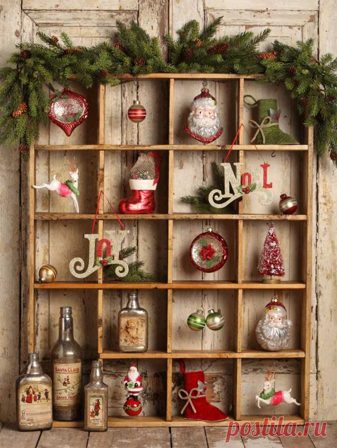 Display your ornaments in a shallow shelf with many small…