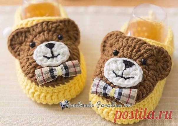 Пинетки с медвежатами крючком. Схемы вязания
http://handmade-paradise.ru/pinetki-s-medvezhatami-kr..