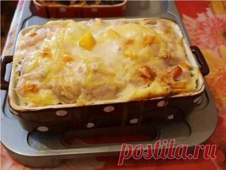 Запеканка с курицей и тыквой
