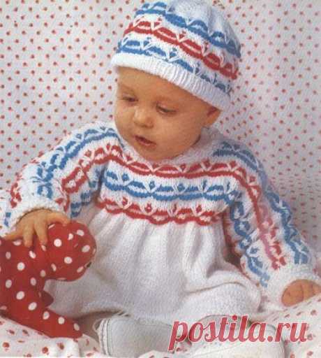 Свитер и шапочка с орнаментом Размер: 74/80.