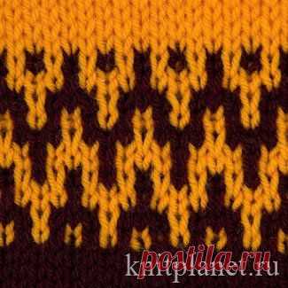Планета Вязания | Двухцветный узор № 6, схема вязания узора спицами