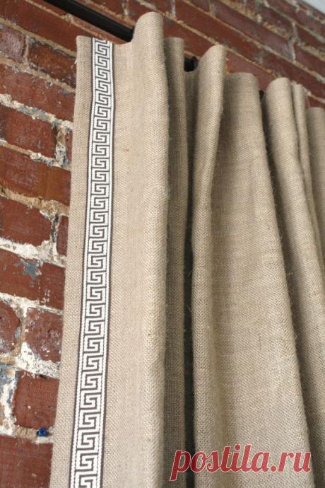 108 Burlap Knife Pleated Drapery Panel with Greek от MarthaAndAsh