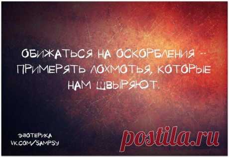 Обижаться на оскорбления - примерять лохмотья...