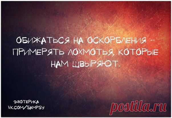 Обижаться на оскорбления - примерять лохмотья...