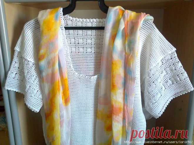 Туника крючком с жучками. Моя работа..