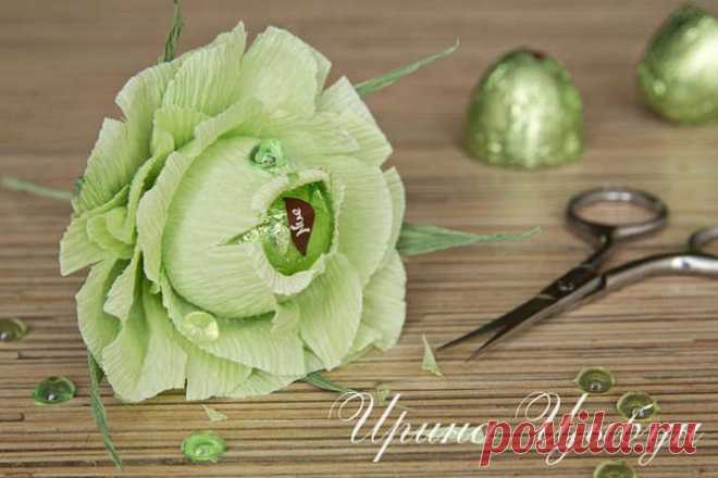 Розы из бумаги с конфетами своими руками - Buket7.ru