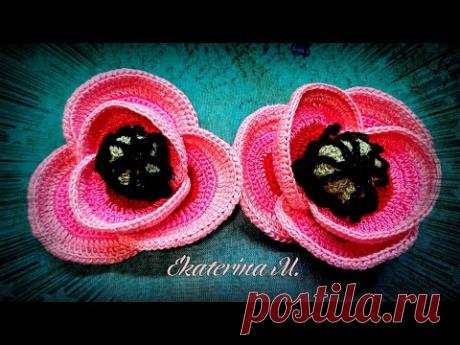 Альпийский мак. Смотрится как живой. Связан крючком для Ирландского кружева. Часть1