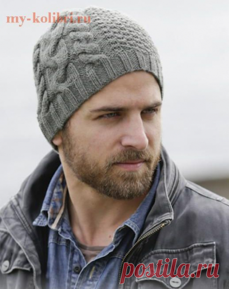 Мужская шапка спицами со жгутами Finnley’s Hat от DROPS Design