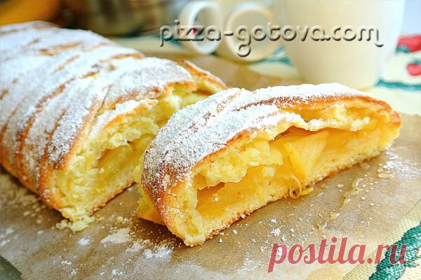 Творожный пирог с яблоками - рецепт с