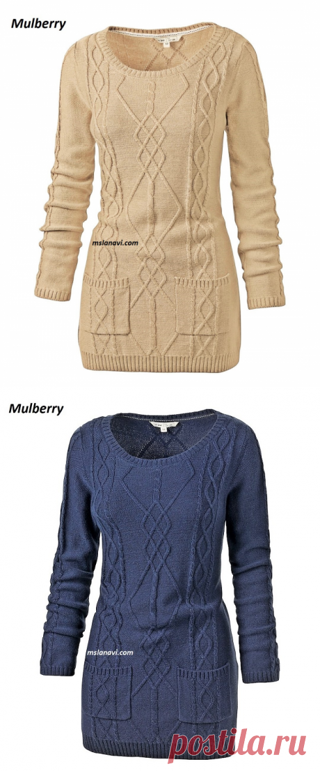 Вязаное платье спицами от Mulberry | Вяжем с Лана Ви