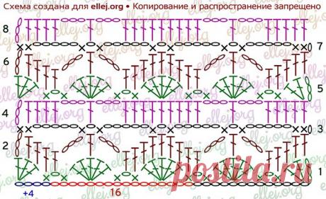 Ажурный узор крючком с цветами 009 | Вязание крючком от Елены Кожухарь