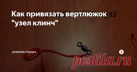 Как привязать вертлюжок "узел клинч" Есть один универсальный узел и это узел клинч, мои подписчики уже знакомы с ним и как я говорил ранее он подходит для большинства действий и его нужно знать. Данным узлом можно привязывать практически всё что угодно. Для рыбака не нужно знать кучу способов как привязать крючок или вертлюжок, это просто не нужно.
Шаг 1.
Продеваем нашу леску в колечко и оставляем кончик сантиметром 5-10.
Шаг 2.