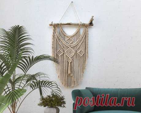 Macrame Wall Art with drift wood Boho Home Decor Modern Boho | Etsy