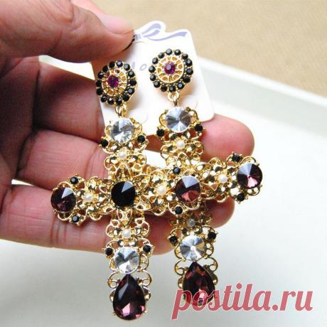 Неправильная стиль большой крестики цветок серьги винтажный подиум висячие серьги для женщины ювелирные изделия E027 купить на AliExpress