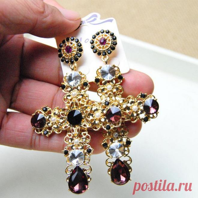 Неправильная стиль большой крестики цветок серьги винтажный подиум висячие серьги для женщины ювелирные изделия E027 купить на AliExpress