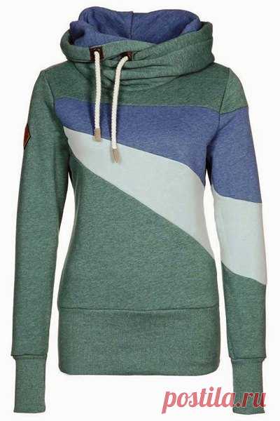 Шикарный капюшоном с длинным рукавом Хит цвет Женская Hoodie (Зелёный,L) | Sammydress.com