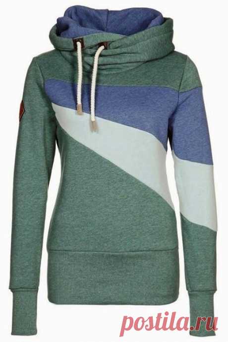 Шикарный капюшоном с длинным рукавом Хит цвет Женская Hoodie (Зелёный,L) | Sammydress.com