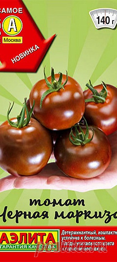 Томат Черная маркиза, 0,1 г Новый среднеранний сорт с деликатесным вкусом и неповторимым цветом плодов. От всходов до начала сбора 110-115 дней. Подходит для открытого грунта и п...