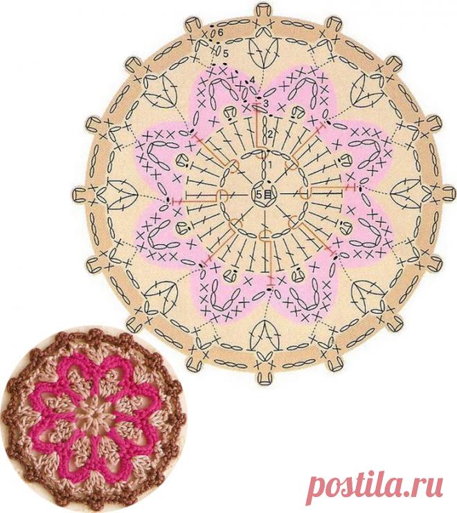 모티브도안100 / 코바늘 원형과 사각형 배색 모티브 무료도안 : 네이버 블로그