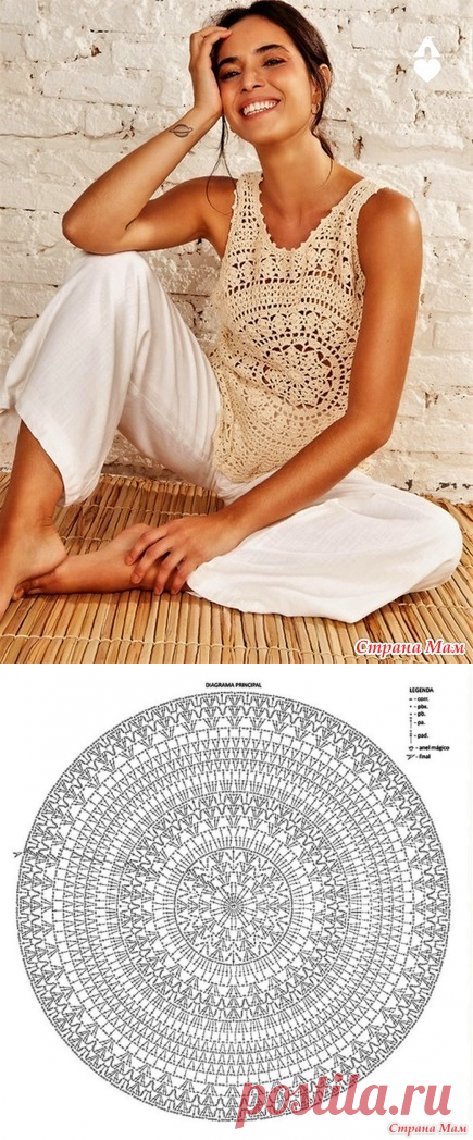 Топик- мандала молочного цвета. - Все в ажуре... (вязание крючком) - Страна Мам