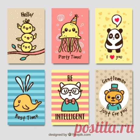 Пакет красивых рисованных животных поздравительных открыток Более миллиона свободных векторов, PSD, фотографии и бесплатные иконки. Эксклюзивные халявы и все графические ресурсы, которые необходимые для ваших проектов