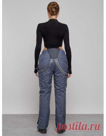 Зимний утеплённый горнолыжный полукомбинезон для женщин синего цвета, брюки для зимних видов спорта. купить в Москве