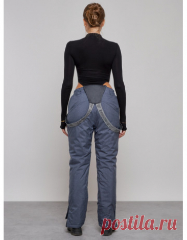 Зимний утеплённый горнолыжный полукомбинезон для женщин синего цвета, брюки для зимних видов спорта. купить в Москве