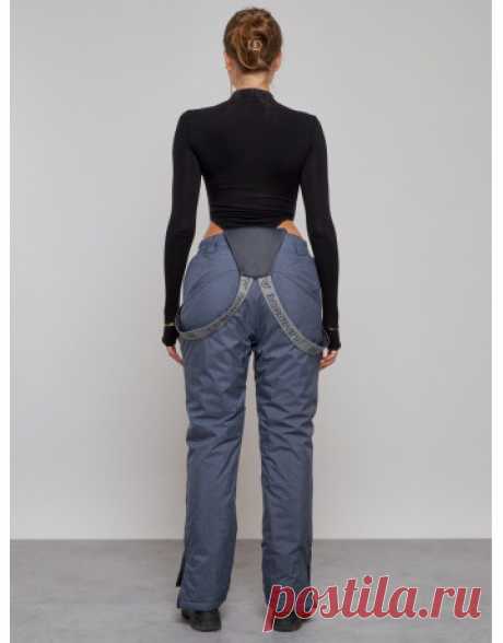 Зимний утеплённый горнолыжный полукомбинезон для женщин синего цвета, брюки для зимних видов спорта. купить в Москве