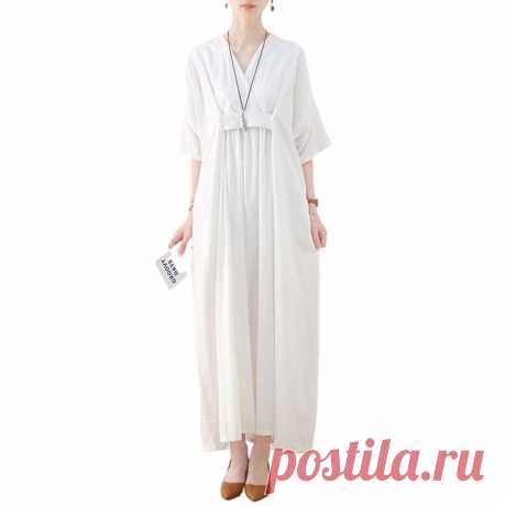 Women's Summer Dress V Neck Cotton Dress Loose Fitting - Etsy