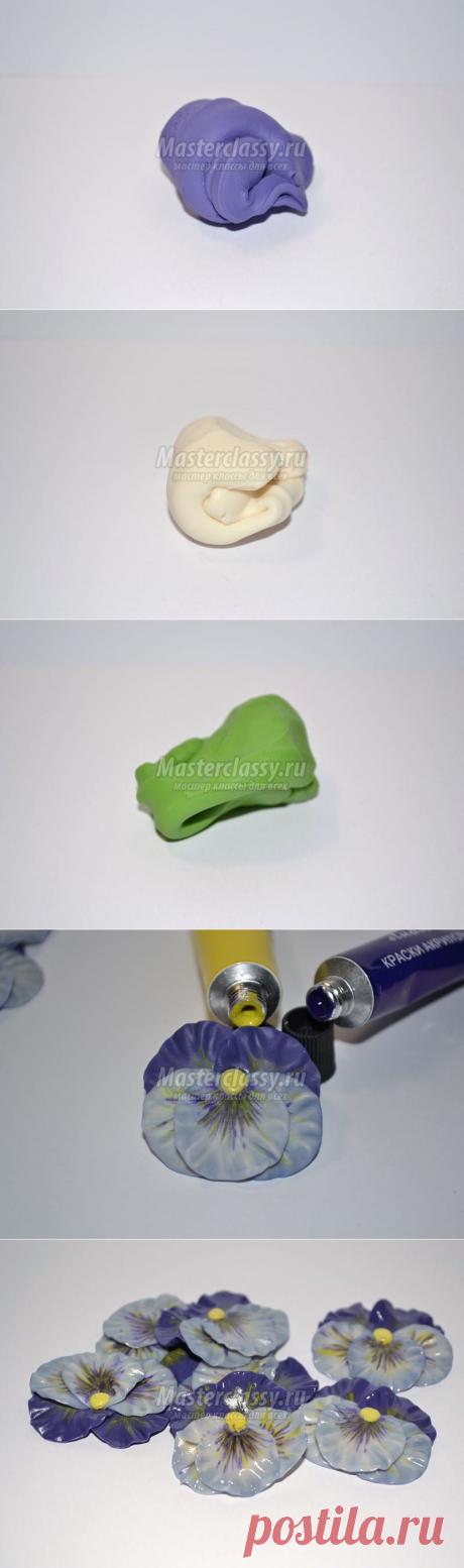 Колье &quot;Анютины глазки&quot; из холодного фарфора. Мастер-класс с пошаговыми фото
